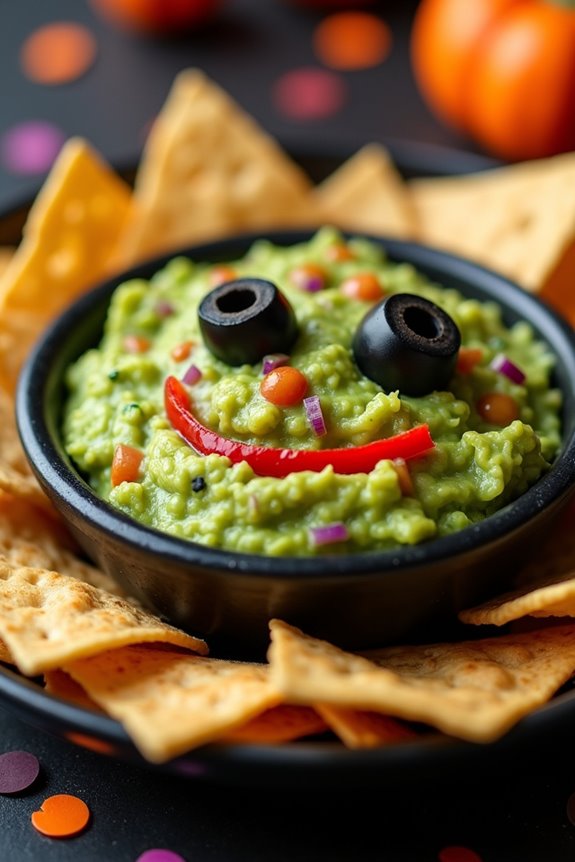 spooktacular halloween guacamole dip