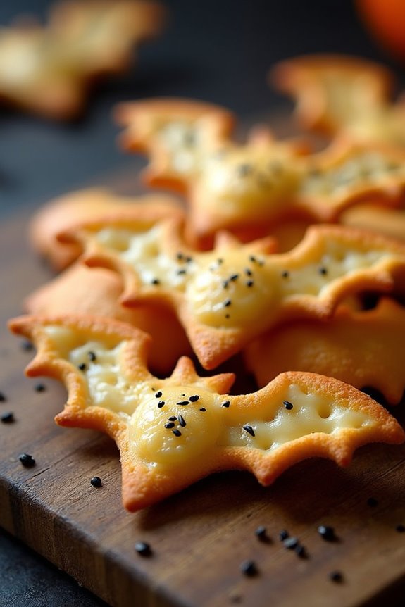 spooky bat shaped cheese crackers