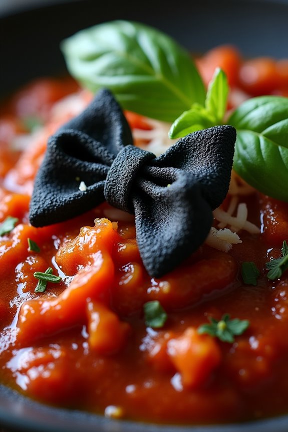 spooky bat shaped pasta dish