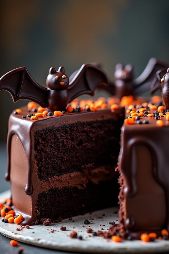 spooky batty chocolate cake