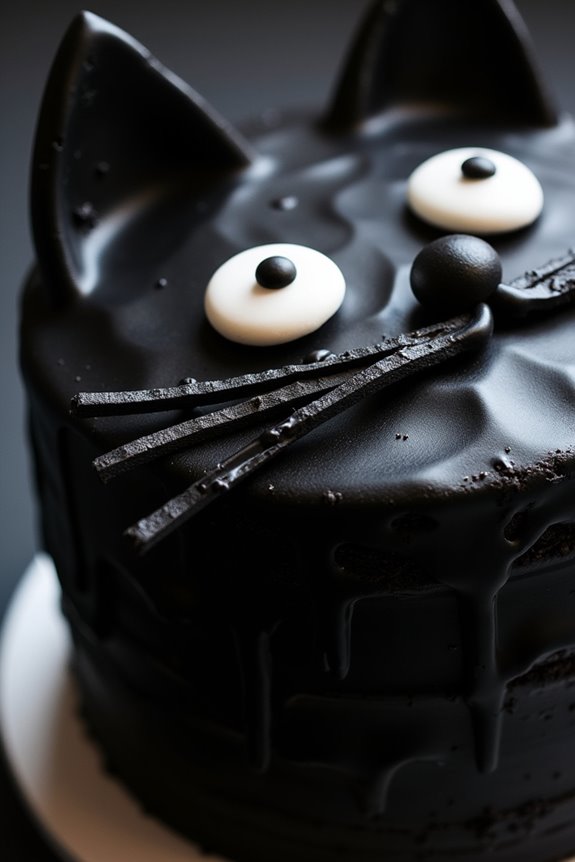 spooky black cat cake