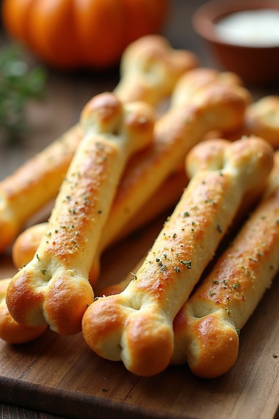 spooky bone shaped breadsticks