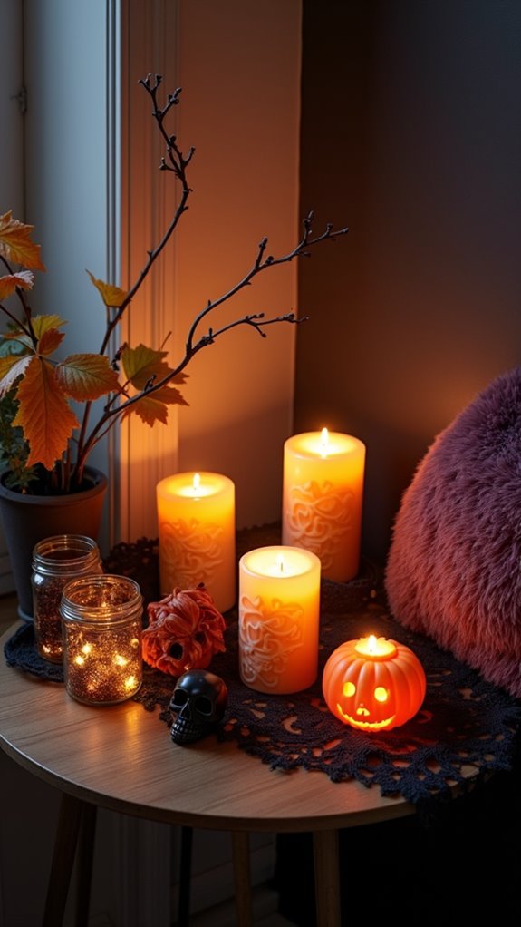 spooky candle ambiance arrangement