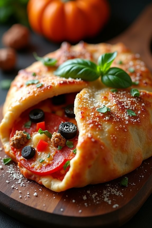 spooky cauldron calzone pizza