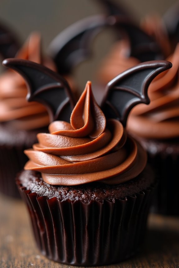 spooky chocolate bat cupcakes
