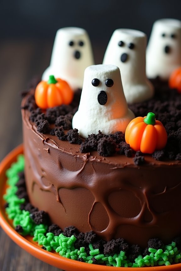 spooky chocolate graveyard cake