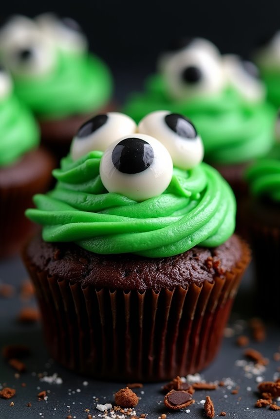 spooky chocolate monster cupcakes
