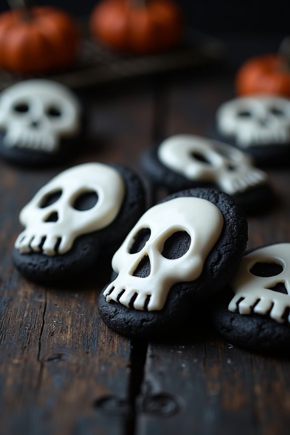 spooky chocolate skull cookies