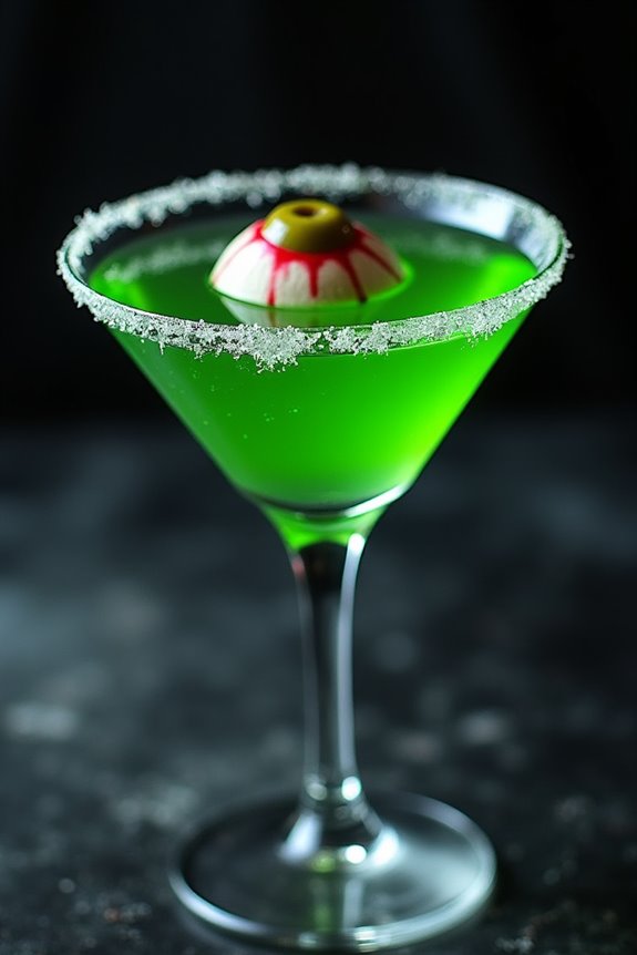 spooky cocktail with eyeballs
