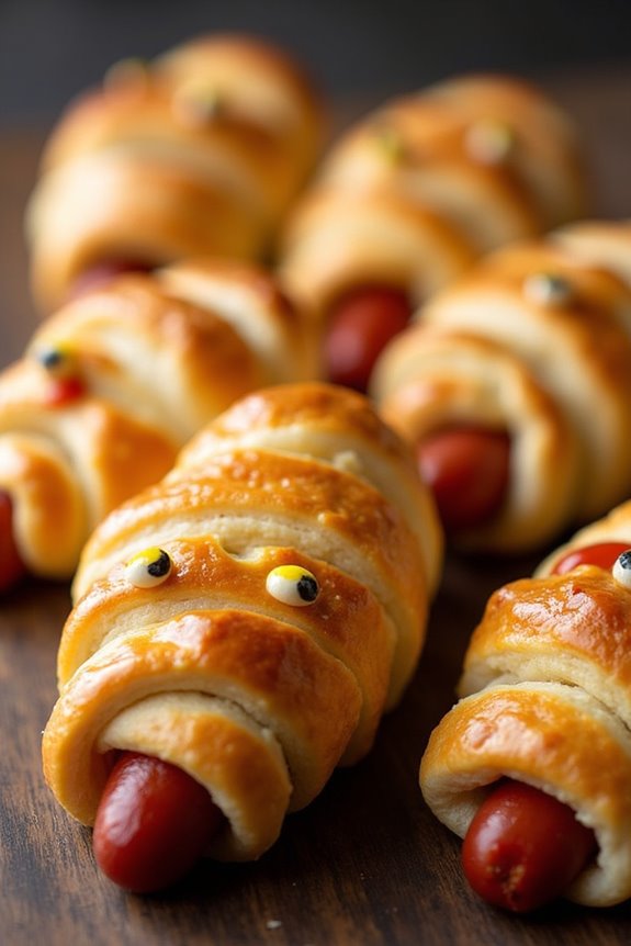 spooky crescent roll mummies