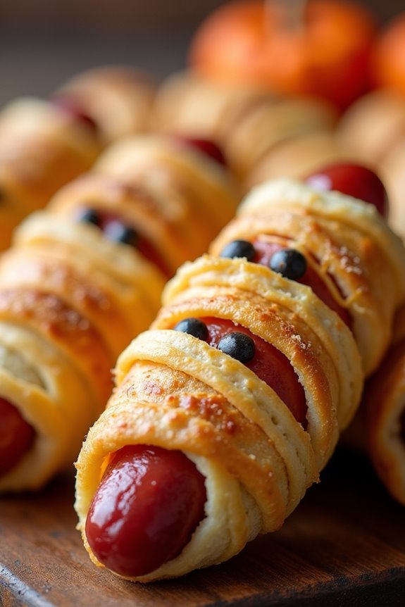 spooky crescent wrapped hot dogs