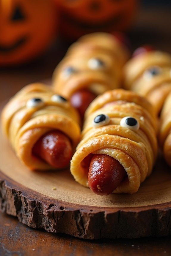 spooky crescent wrapped hot dogs