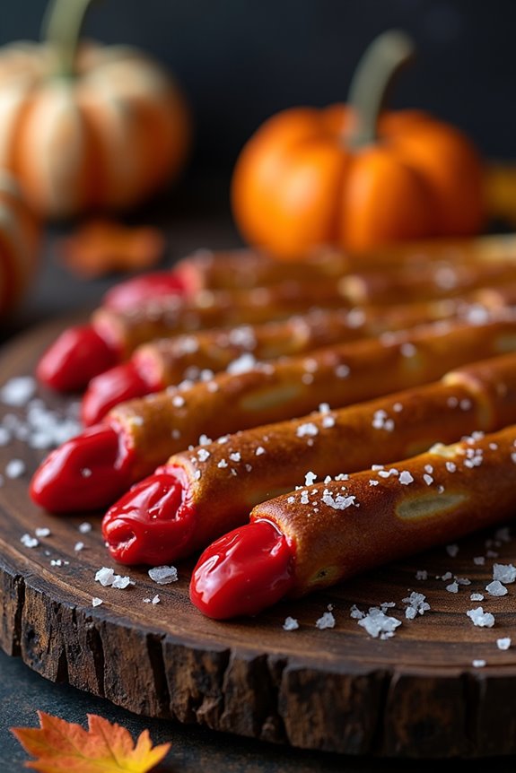 spooky crunchy witch finger pretzels