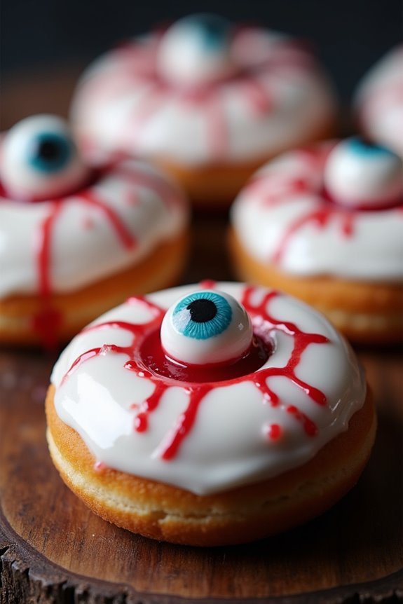 spooky edible eyeball donuts
