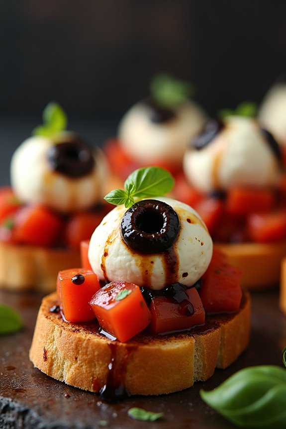 spooky eyeball bruschetta appetizer