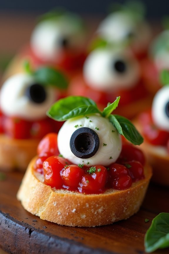 spooky eyeball bruschetta appetizer