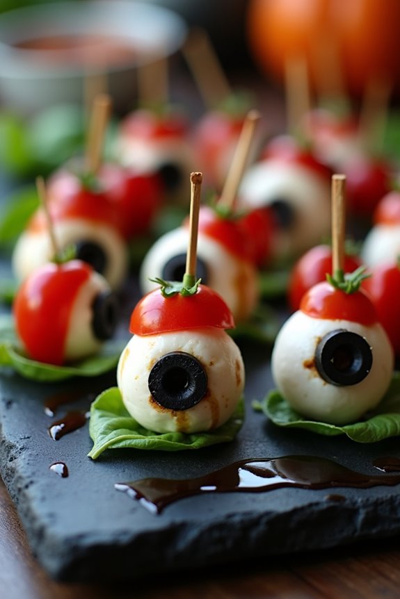 spooky eyeball caprese appetizers