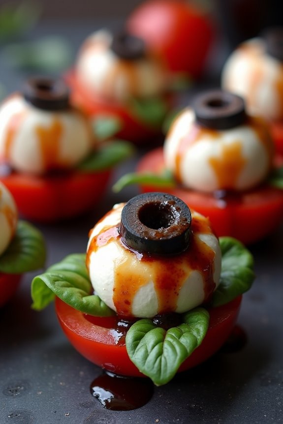 spooky eyeball caprese bites
