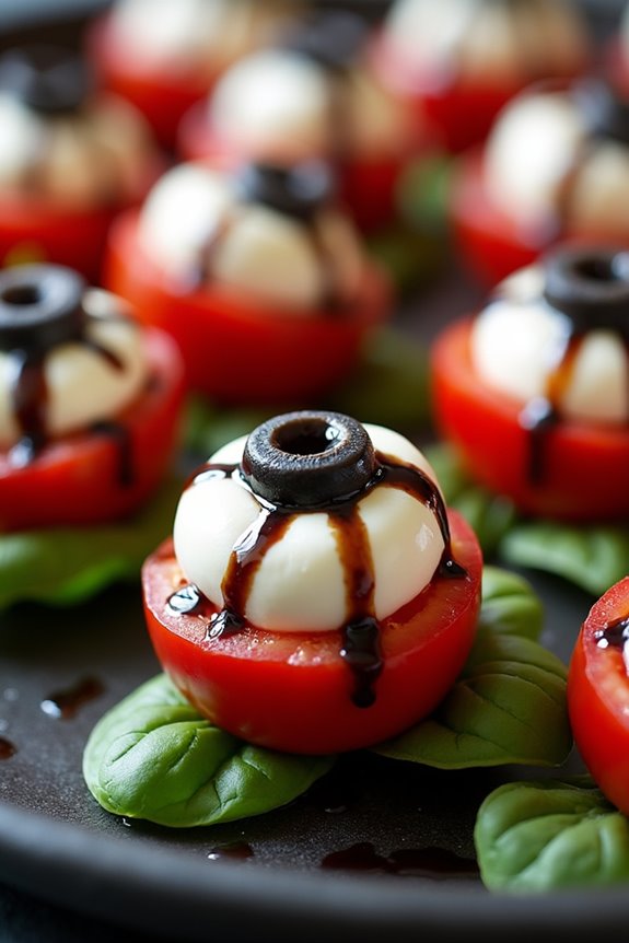 spooky eyeball caprese bites