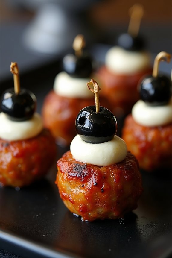 spooky eyeball meatball appetizers