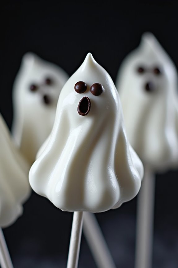 spooky ghost shaped meringue pops
