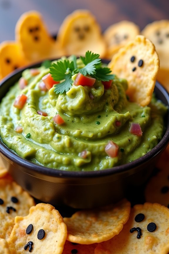 spooky ghostly guacamole dip