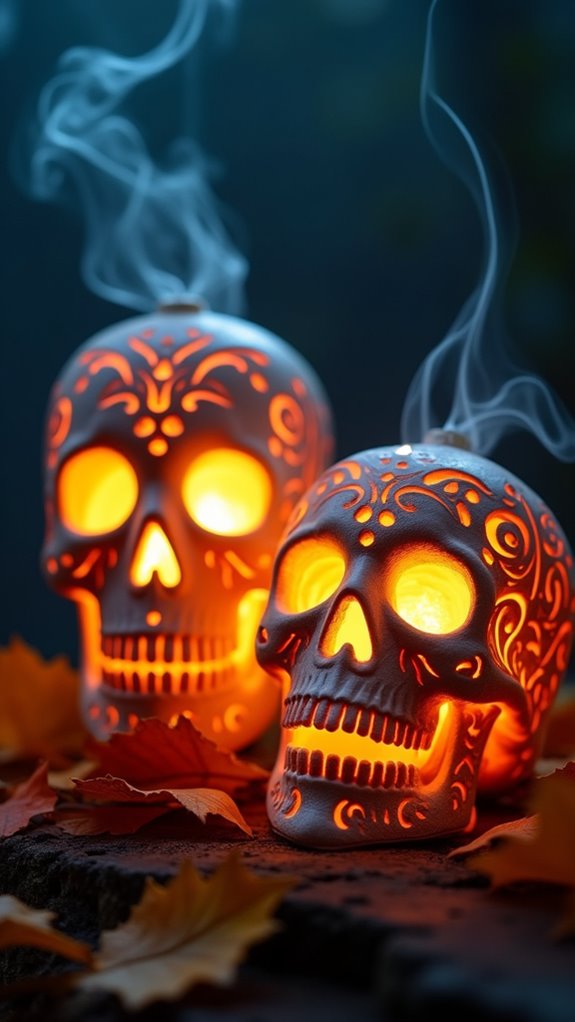spooky glow in the dark skulls