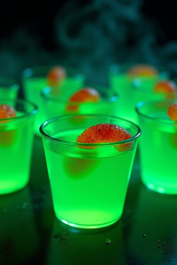spooky glowing lime jello shots