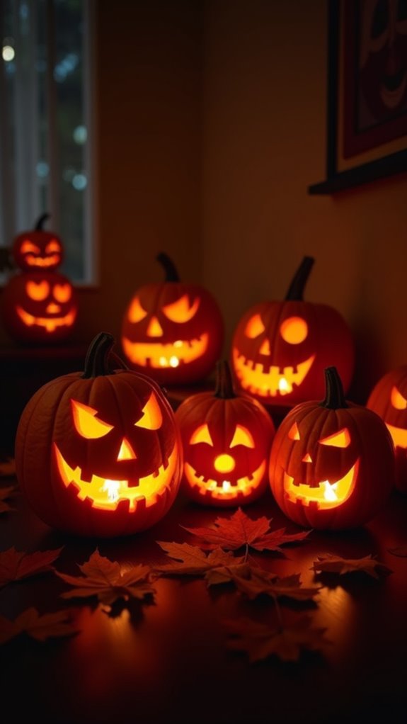 spooky glowing pumpkin silhouettes
