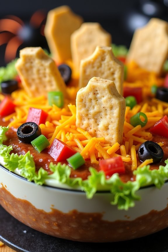 spooky graveyard taco dip