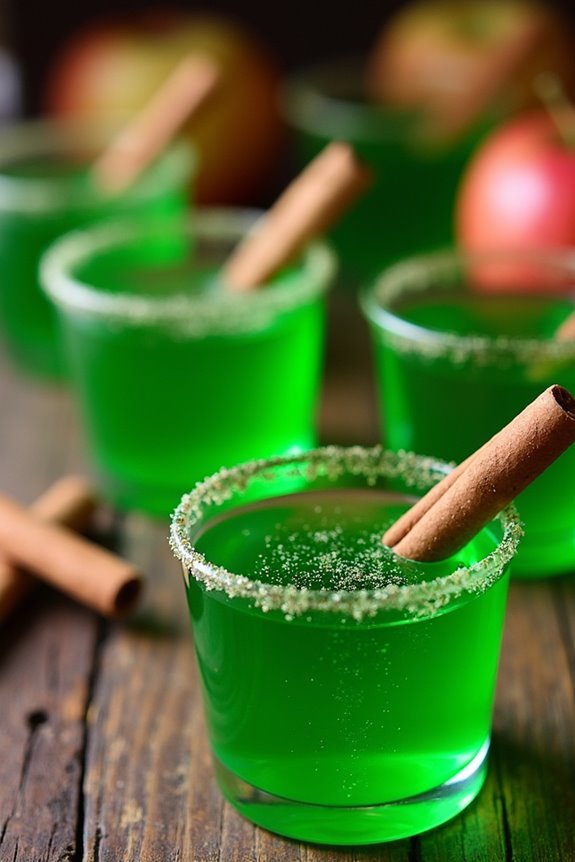 spooky green apple shots