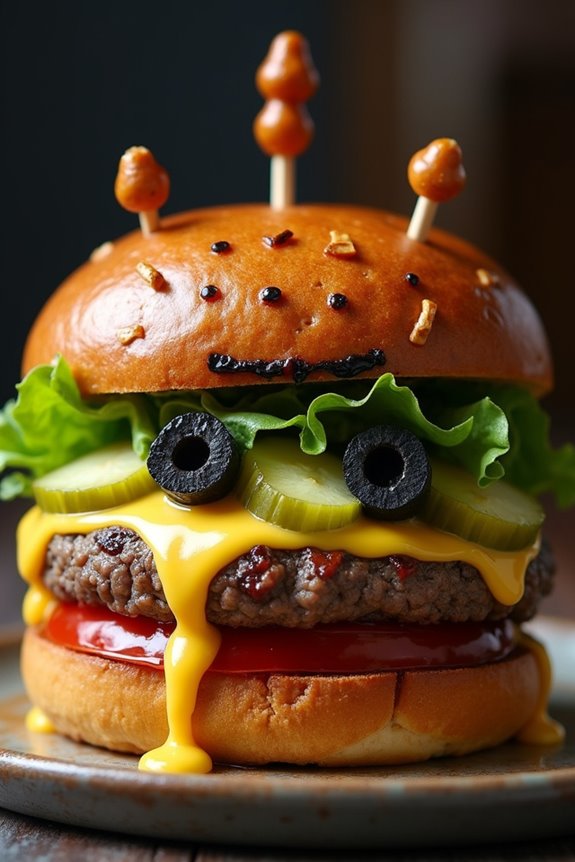 spooky halloween burger creation