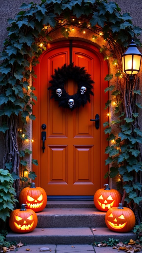 spooky halloween doorway arrangements