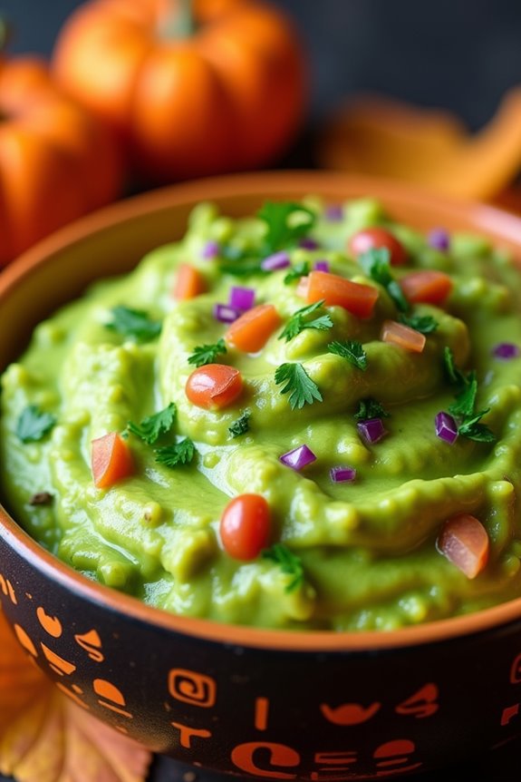 spooky halloween monster guacamole