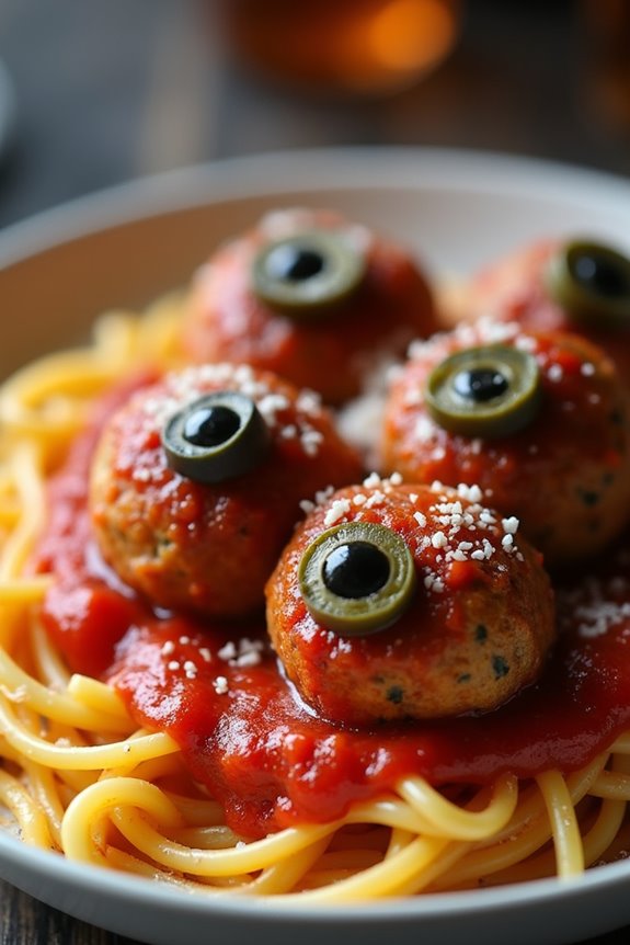 spooky halloween monster meatballs