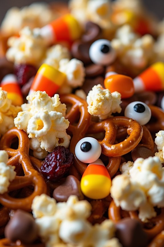 spooky halloween popcorn mix