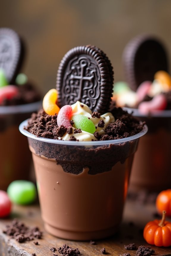 spooky halloween pudding cups