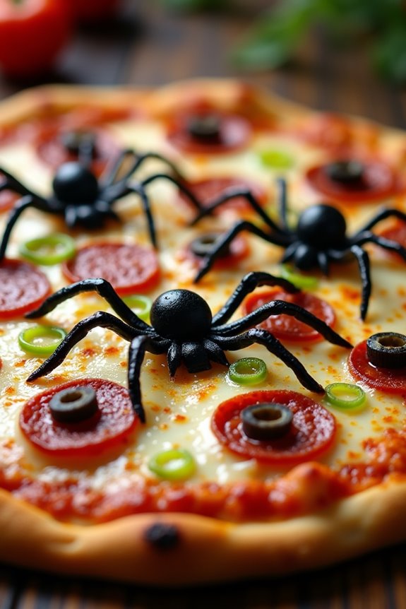 spooky halloween spider pizza