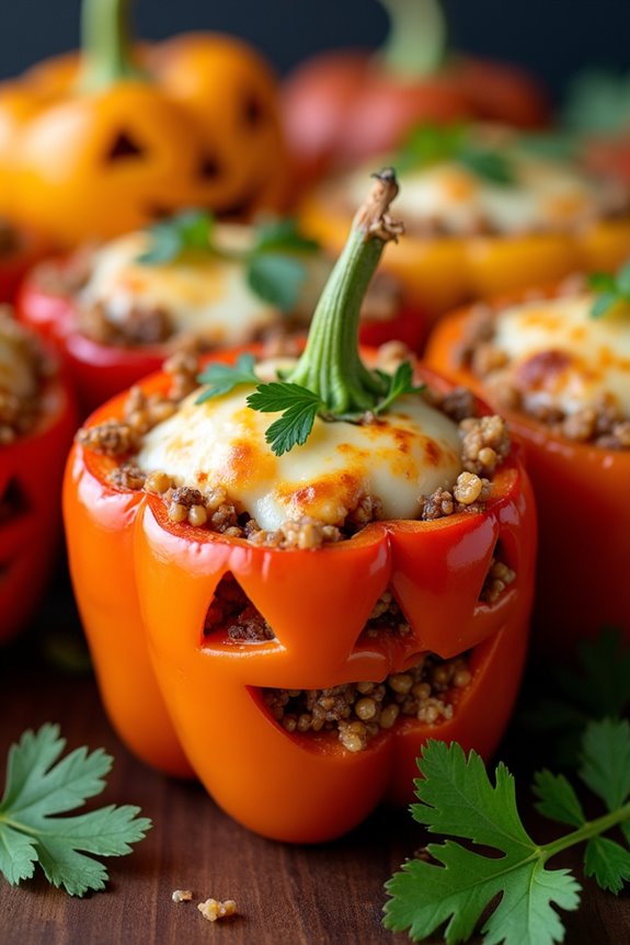 spooky halloween stuffed peppers