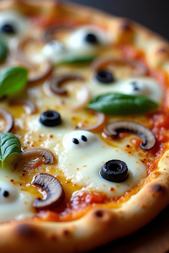 spooky halloween white pizza