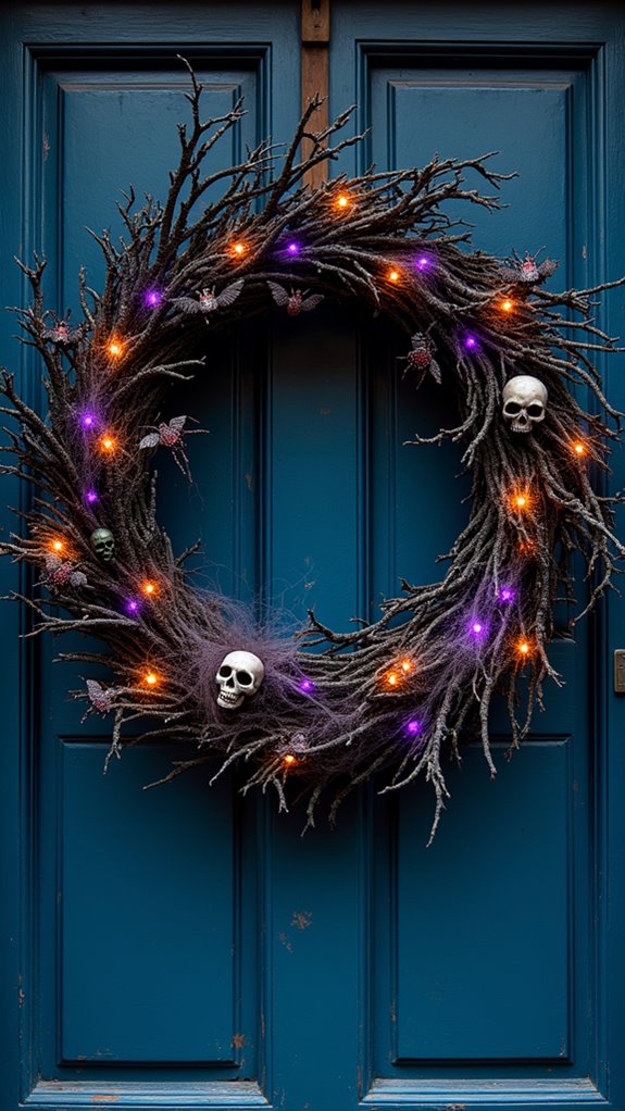 spooky haunted door wreath