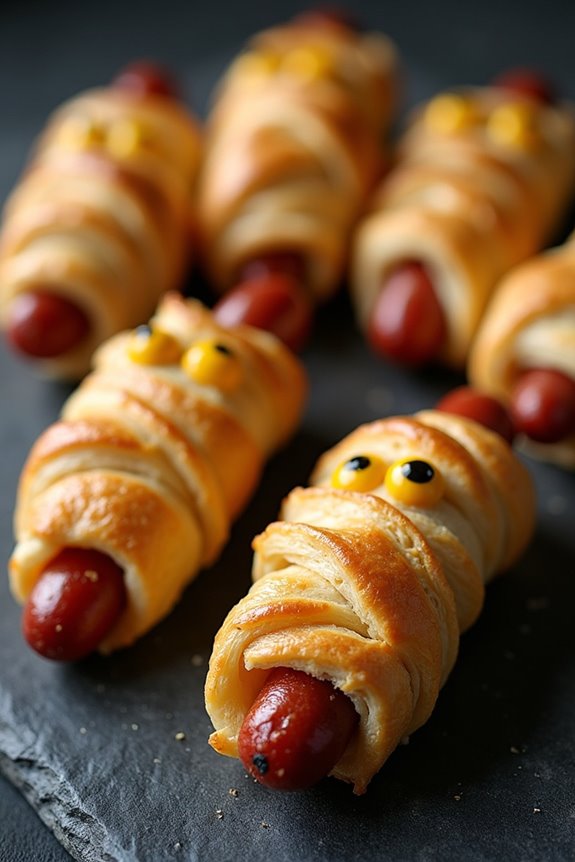 spooky hot dog mummies