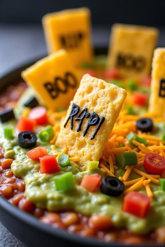 spooky layered taco dip