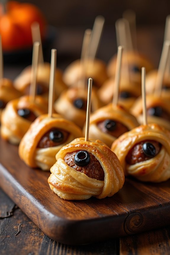 spooky meatball appetizer skewers