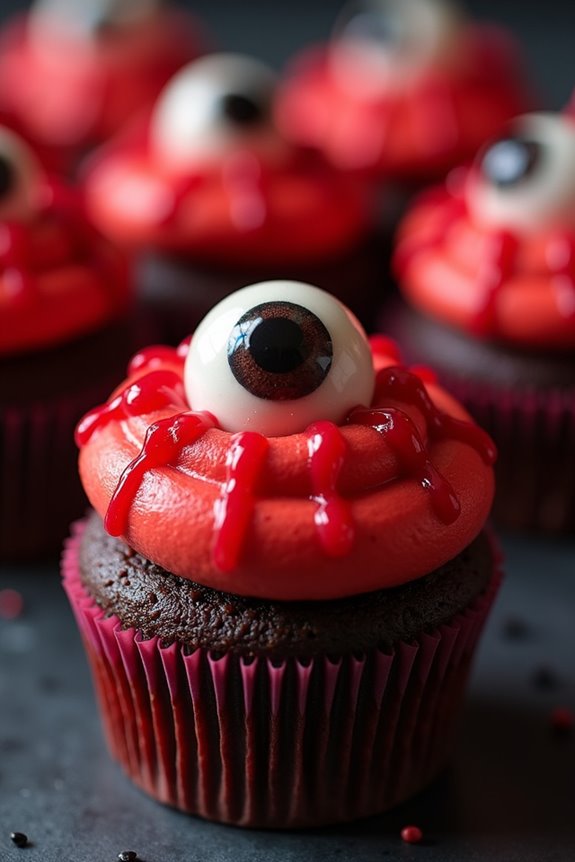 spooky monster eyeball cupcakes