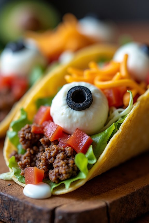 spooky monster eyeball tacos