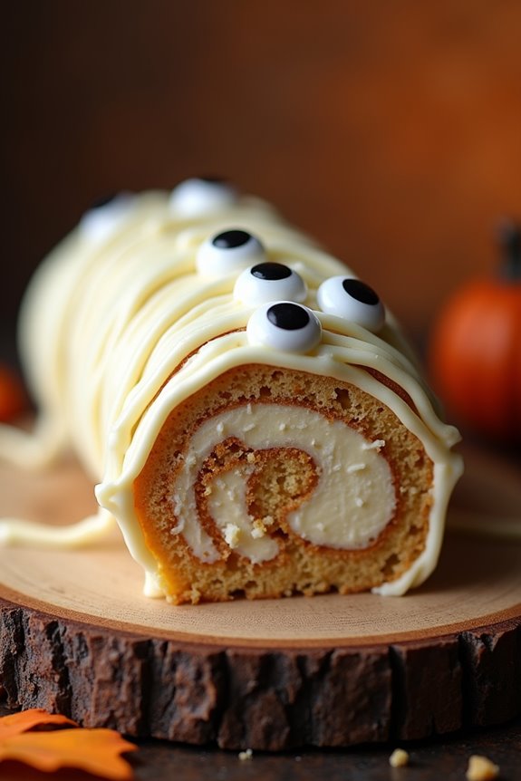 spooky mummy cake roll