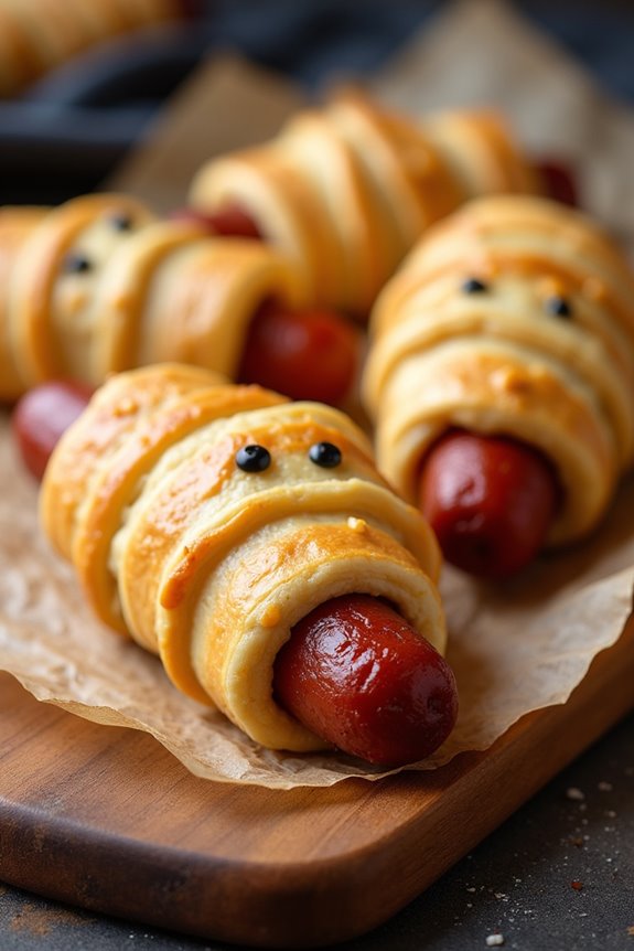 spooky mummy hot dogs