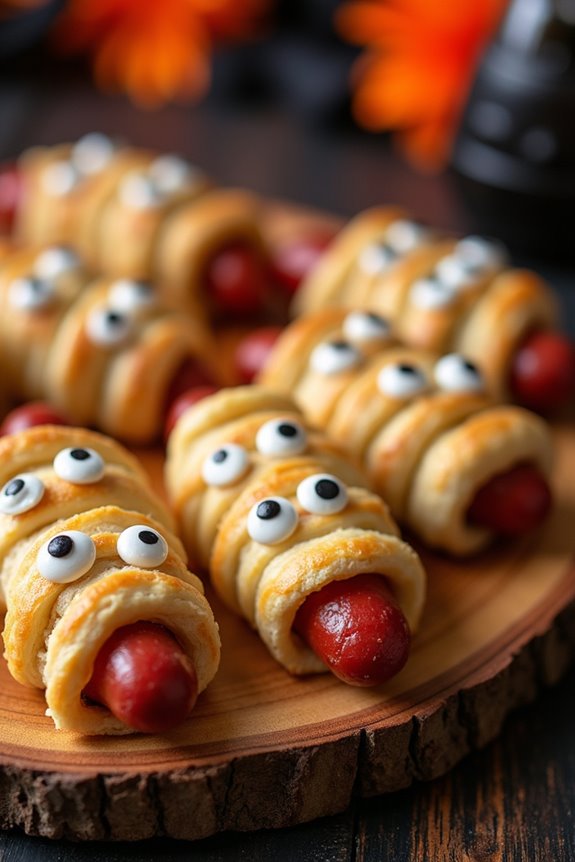 spooky mummy hot dogs