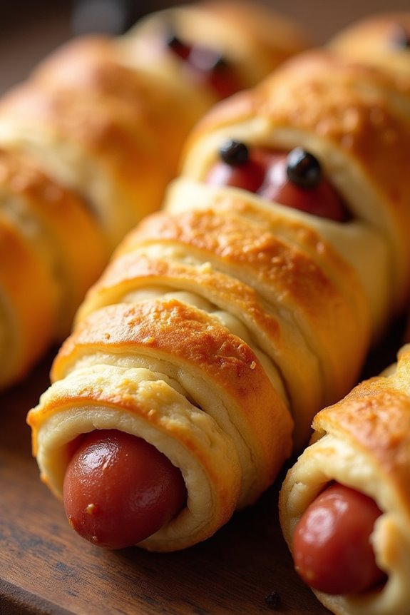 spooky mummy hot dogs